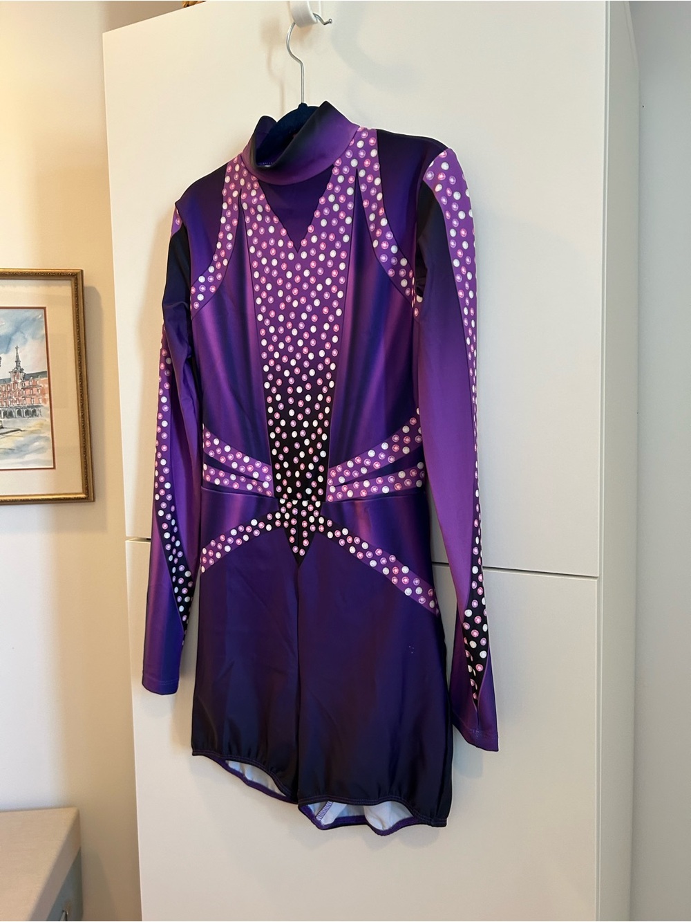 Fame Mock Neck Biketard - Purple Dance Costume - Size AS